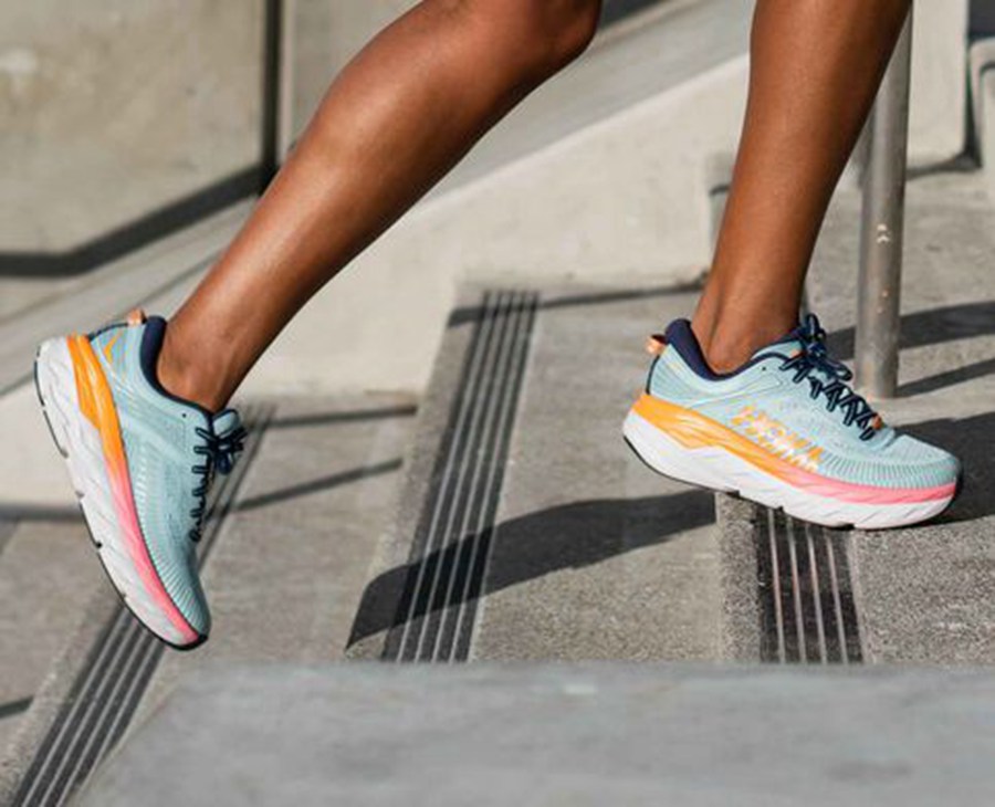 Hoka One One Bondi 7 Löparskor Dam - Blå - MEGLI-2389